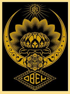 Lotus Ornament Gold 2008 Limited Edition Print - Shepard Fairey Lotus Ornament Gold 2008 Limited Edition Print - Shepard Fairey