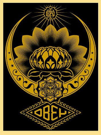 Lotus Ornament Gold 2008 Limited Edition Print - Shepard Fairey