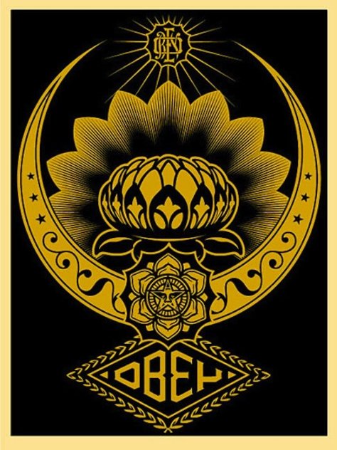 Lotus Ornament Gold 2008 Limited Edition Print by Shepard Fairey