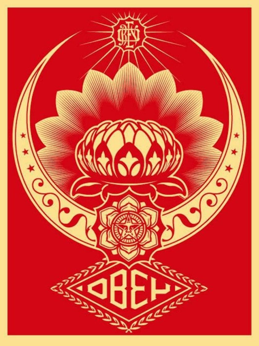 Lotus Ornament Red  2008 Limited Edition Print by Shepard Fairey 