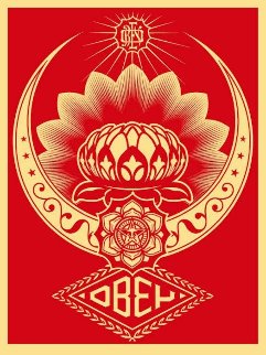 Lotus Ornament Red 2008 Limited Edition Print - Shepard Fairey Lotus Ornament Red 2008 Limited Edition Print - Shepard Fairey