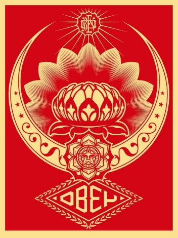 Lotus Ornament Red  2008 Limited Edition Print - Shepard Fairey