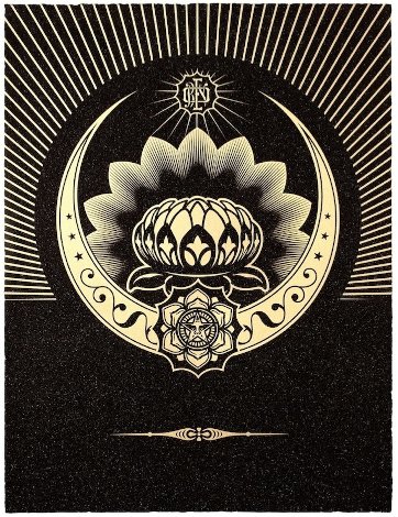 Obey Lotus Crescent (Black/Gold) 2013 Limited Edition Print - Shepard Fairey
