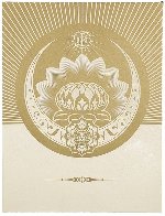 Obey Lotus Crescent (White/Gold) 2013 Limited Edition Print by Shepard Fairey - 0 Obey Lotus Crescent (White/Gold) 2013 Limited Edition Print by Shepard Fairey - 0