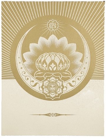 Obey Lotus Crescent (White/Gold) 2013 Limited Edition Print - Shepard Fairey
