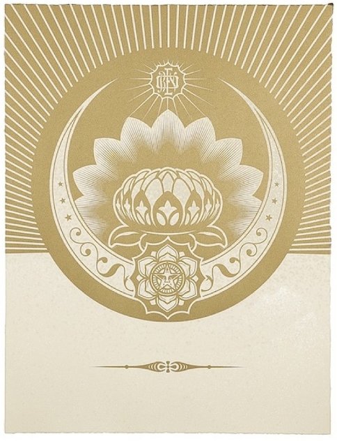 Obey Lotus Crescent (White/Gold) 2013 Limited Edition Print by Shepard Fairey