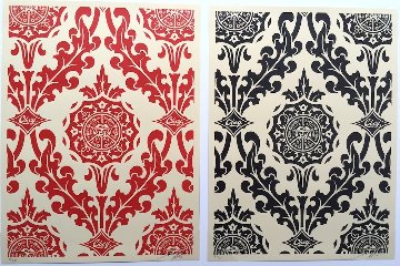Parlor Pattern Cream, Red And Black 2010 Limited Edition Print - Shepard Fairey Parlor Pattern Cream, Red And Black 2010 Limited Edition Print - Shepard Fairey