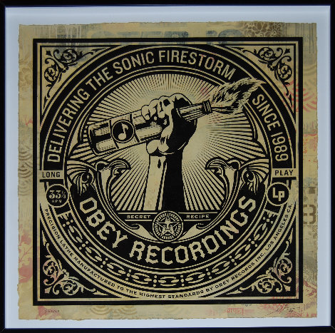 Sonic Firestorm 2013 42x42 Hand Painted Works on Paper (not prints) - Shepard Fairey