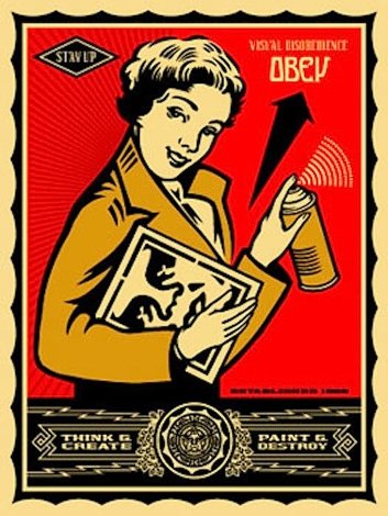 Stay Up Girl 2004 Limited Edition Print - Shepard Fairey