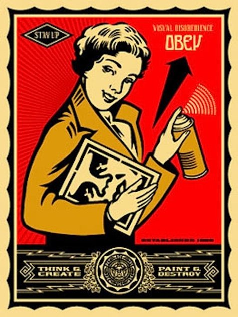 Stay Up Girl 2004 Limited Edition Print by Shepard Fairey
