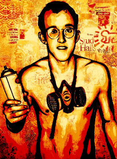 Keith Haring Canvas - Red Colorway AP 2010 Limited Edition Print - Shepard Fairey Keith Haring Canvas - Red Colorway AP 2010 Limited Edition Print - Shepard Fairey