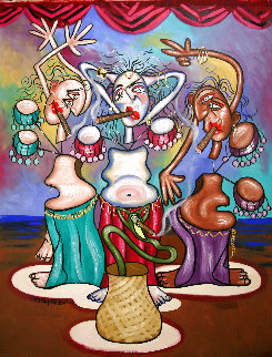 Smoking Belly Dancers 2010 51x39 Super Huge Original Painting - Anthony Falbo Smoking Belly Dancers 2010 51x39 Super Huge Original Painting - Anthony Falbo
