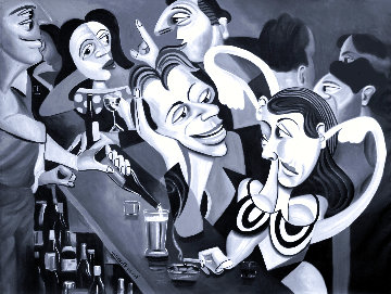 Talking Sweet Nothings At the Bar 2013 38x51 Huge Original Painting - Anthony Falbo Talking Sweet Nothings At the Bar 2013 38x51 Huge Original Painting - Anthony Falbo