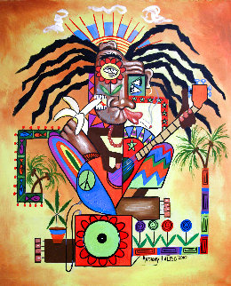 Ya Mon 2, No Steal Drums 2010 50x40 Huge Original Painting - Anthony Falbo Ya Mon 2, No Steal Drums 2010 50x40 Huge Original Painting - Anthony Falbo