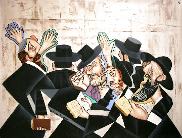 Praying Rabbis 2010 35x46 Huge Original Painting - Anthony Falbo Praying Rabbis 2010 35x46 Huge Original Painting - Anthony Falbo