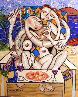 Love on a Deserted Island Shrimp, Scallops, And Linguine 2013 30x24 Original Painting - Anthony Falbo Love on a Deserted Island Shrimp, Scallops, And Linguine 2013 30x24 Original Painting - Anthony Falbo