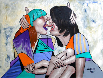 Tongue Aerobics Original 2017 38x51 Huge Original Painting - Anthony Falbo Tongue Aerobics Original 2017 38x51 Huge Original Painting - Anthony Falbo