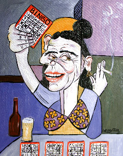 Bingo Lady 2009 30x24 Original Painting - Anthony Falbo Bingo Lady 2009 30x24 Original Painting - Anthony Falbo