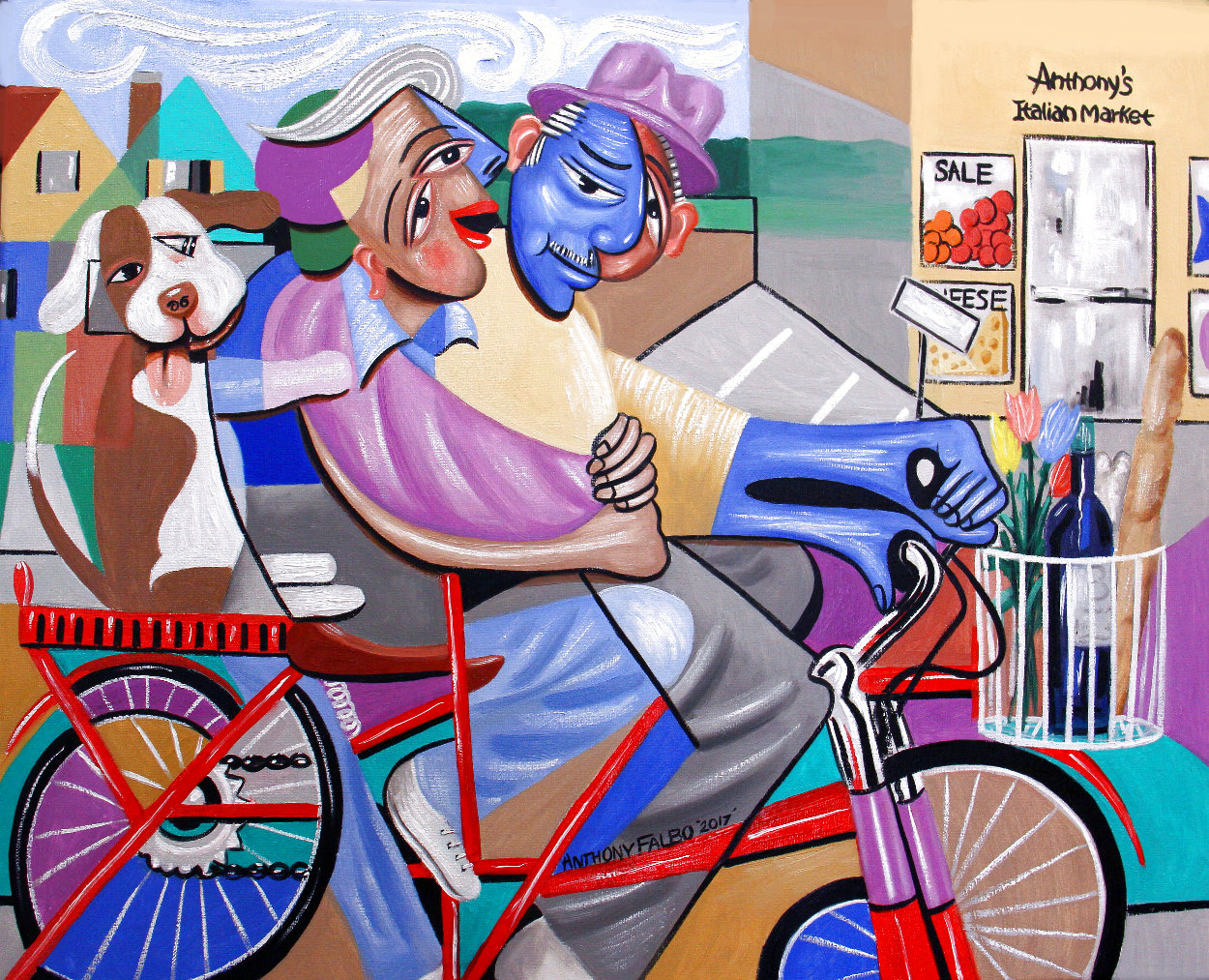 Bicycle Built For Three 2017 24x30 Original Painting by Anthony Falbo