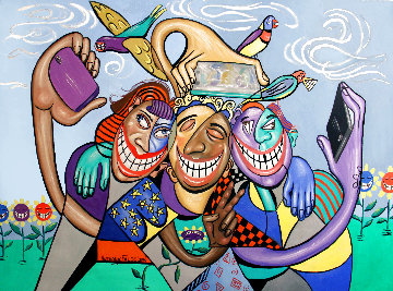 Say Cheese Selfie 2016 50X69 Huge Original Painting - Anthony Falbo