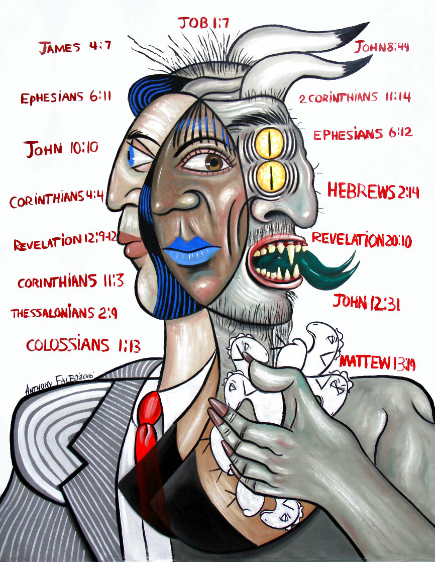 Son of Perdition, to Steal, Kill and Destroy 2016 53x42 Huge Original Painting by Anthony Falbo