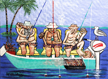 Retired Fishermen 2021 18x24 Original Painting - Anthony Falbo