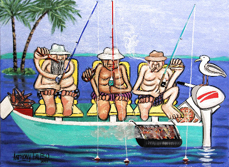 Retired Fishermen 2021 18x24 Original Painting - Anthony Falbo