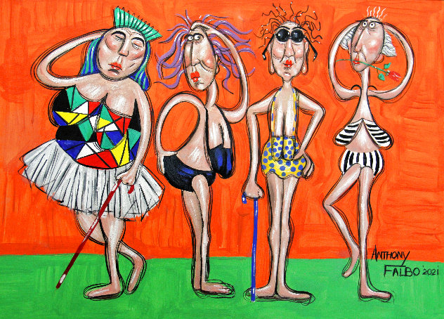 Retired Swimsuit Models 2021 18x24 Original Painting by Anthony Falbo