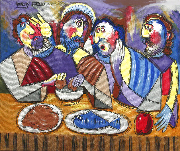 Betrayal at the Last Supper Matthew 26:20-25 2020 20x24 Original Painting by Anthony Falbo