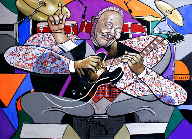King of the Blues 2015 48x69 - Huge - BB King Original Painting by Anthony Falbo