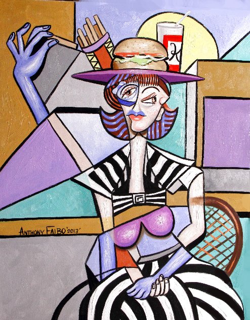 Lady With a Lunch Hat 2013 30x24 Original Painting by Anthony Falbo