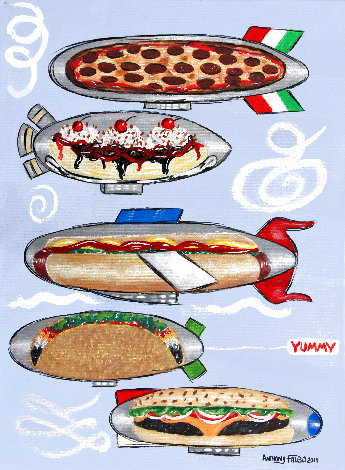 Junk Food Blimps 2019 24x18 Original Painting - Anthony Falbo