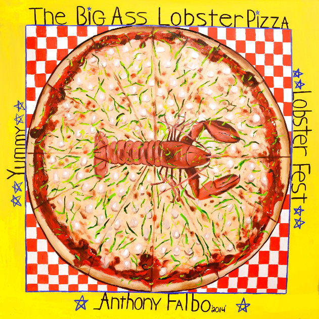 Big Ass Lobster Pizza 2014 50x50 Huge Original Painting by Anthony Falbo