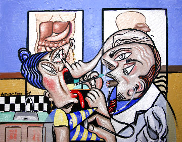 Cubist Doctor MD 2008 24x30 Original Painting - Anthony Falbo