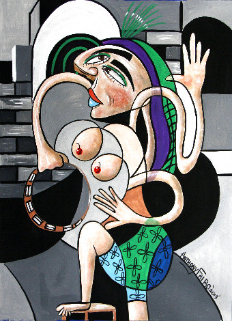 Almost Nude Woman With Tambourine 2019 24x18 Works on Paper (not prints) - Anthony Falbo