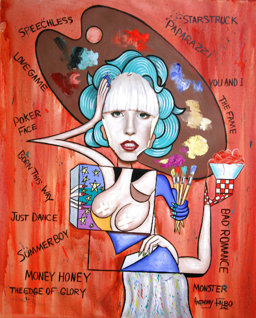 Lady Gaga, I'm Not Finished Yet 2012 - Huge Original Painting by Anthony Falbo