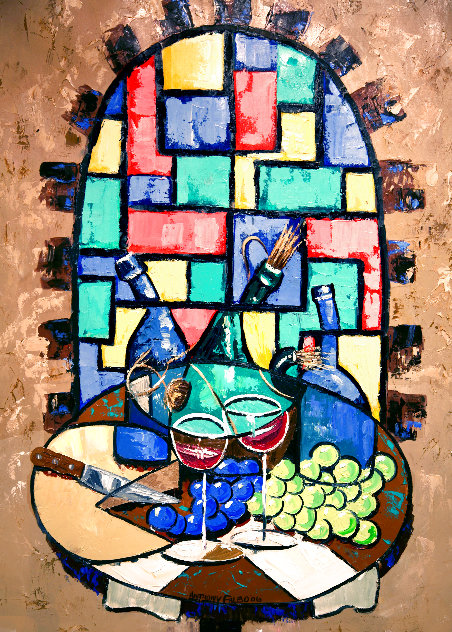 Salute Happy Hour in Tuscany 2006 48x35 - Huge - Italy Original Painting by Anthony Falbo