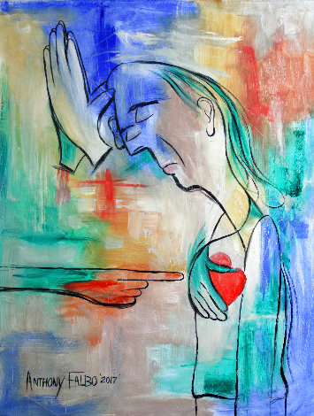Praying from the Heart 2017 50x37 - Huge Original Painting - Anthony Falbo