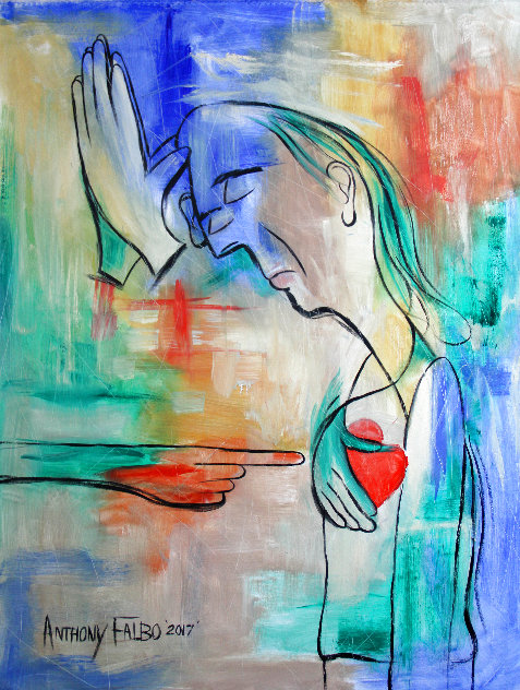 Praying from the Heart 2017 50x37 - Huge Original Painting by Anthony Falbo