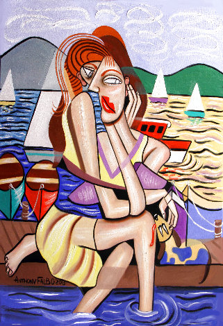Waiting For My Ship to Come in Original Painting - Anthony Falbo
