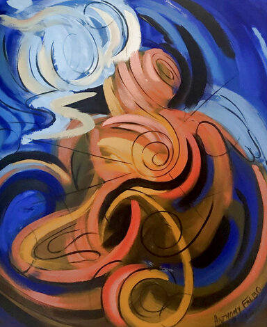 Genesis Series: Creation of Man 2005 - 42x33 - Huge Original Painting - Anthony Falbo