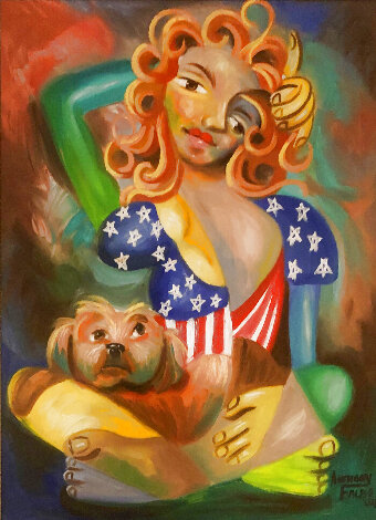 American Woman 2004 20x26 Original Painting - Anthony Falbo