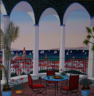 Atrium Sur St. Tropez 1999 32x32 Original Painting - Fanch Ledan Atrium Sur St. Tropez 1999 32x32 Original Painting - Fanch Ledan