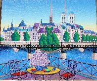 Paris Pont Des Arts 2001 Embellished  (Notre Dame) Limited Edition Print by Fanch Ledan - 2