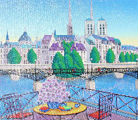 Paris Pont Des Arts 2001 Embellished  (Notre Dame) Limited Edition Print by Fanch Ledan - 3