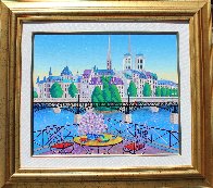Paris Pont Des Arts 2001 Embellished  (Notre Dame) Limited Edition Print by Fanch Ledan - 1