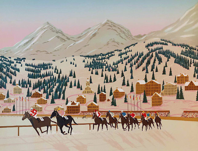 Horse Racing in St. Moritz 1987 - Switzerland Limited Edition Print by Fanch Ledan