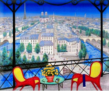 Over Ile St. Louis EA 2002 Paris and Notre Dame Limited Edition Print - Fanch Ledan Over Ile St. Louis EA 2002 Paris and Notre Dame Limited Edition Print - Fanch Ledan