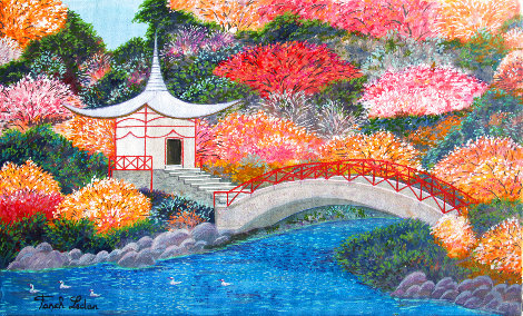 Japanese Garden 2019 11x18 Original Painting - Fanch Ledan