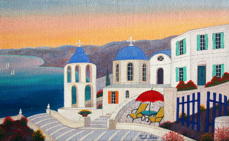 Stairways to the Med 2019 13x22 - Greece Original Painting - Fanch Ledan